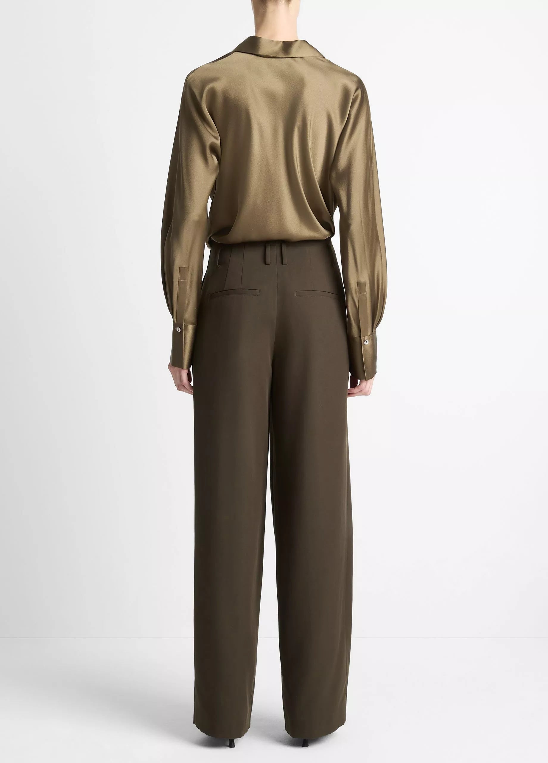 Vince High-Waist Pleated Trouser - Verde