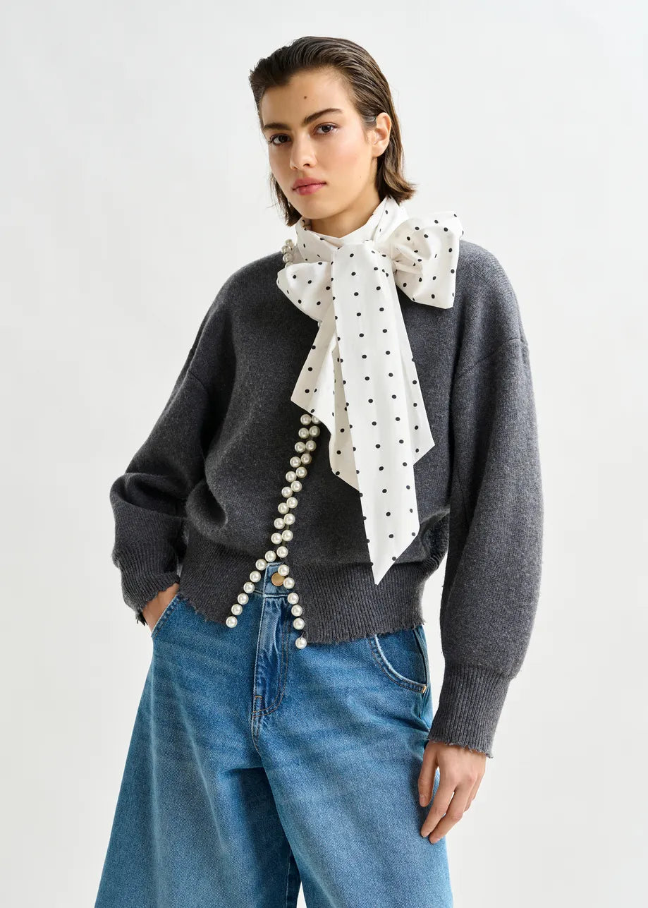 Essentiel Antwerp Ideas Knit Cardigan with Beads - Shadow