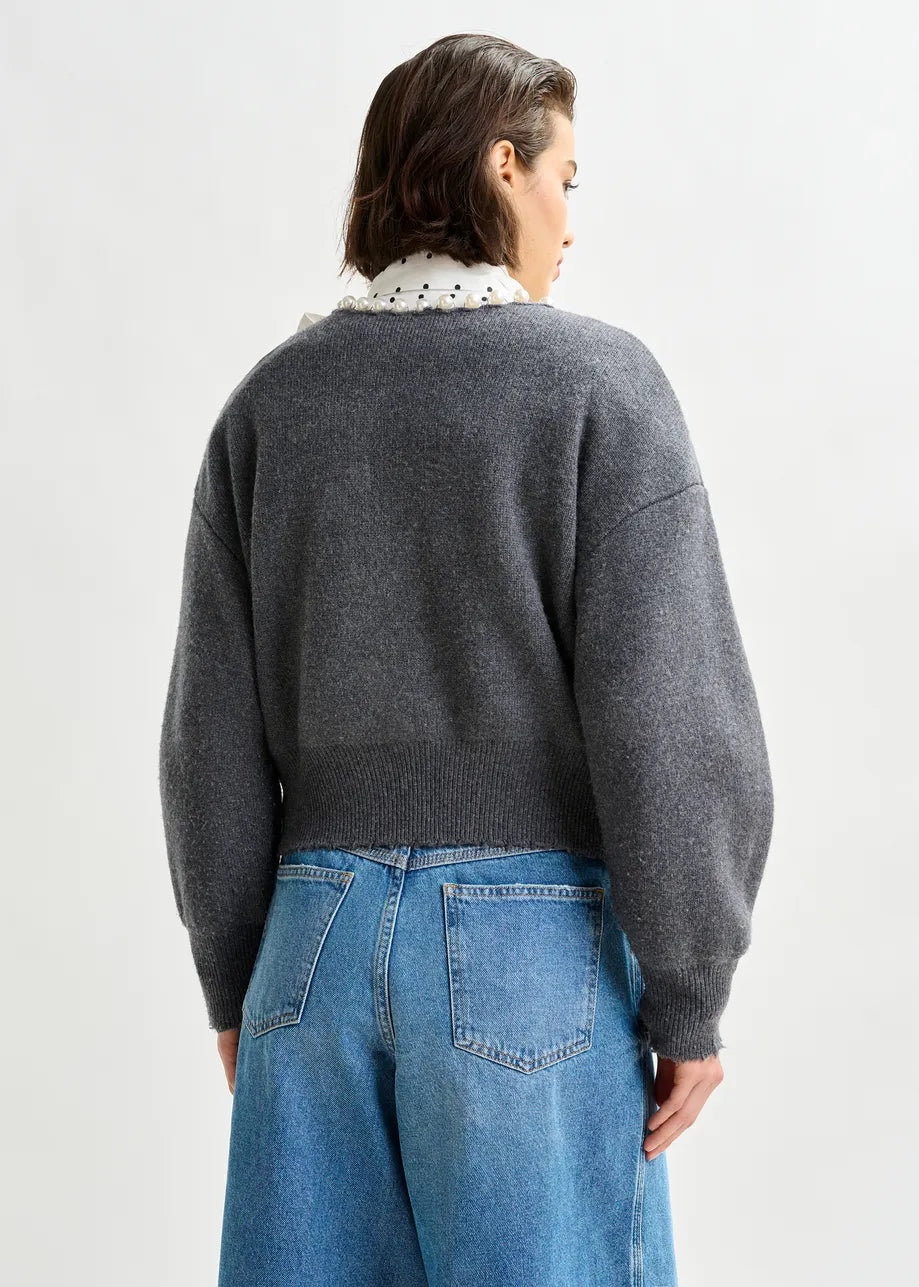 Essentiel Antwerp Ideas Knit Cardigan with Beads - Shadow