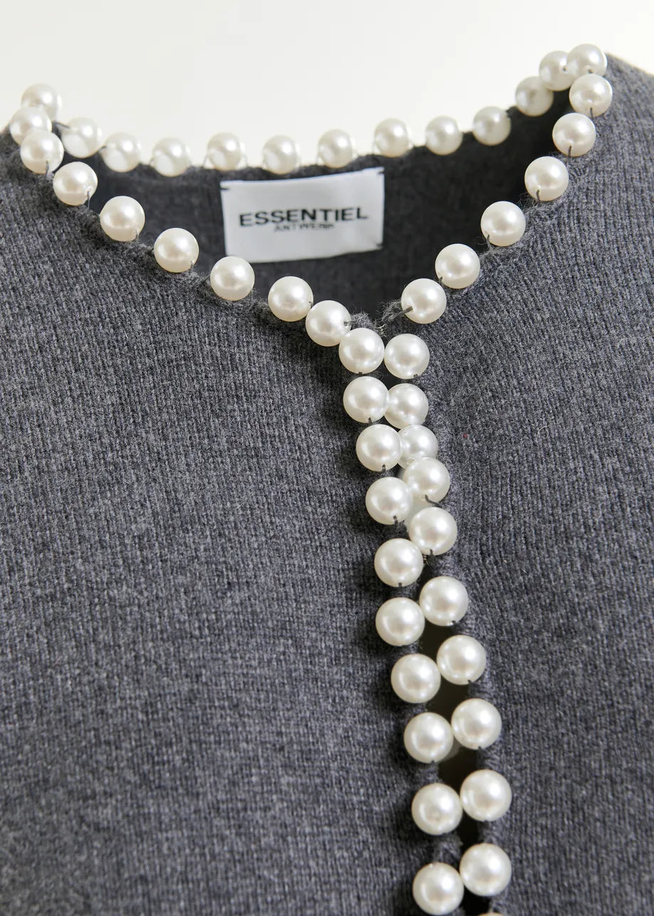Essentiel Antwerp Ideas Knit Cardigan with Beads - Shadow