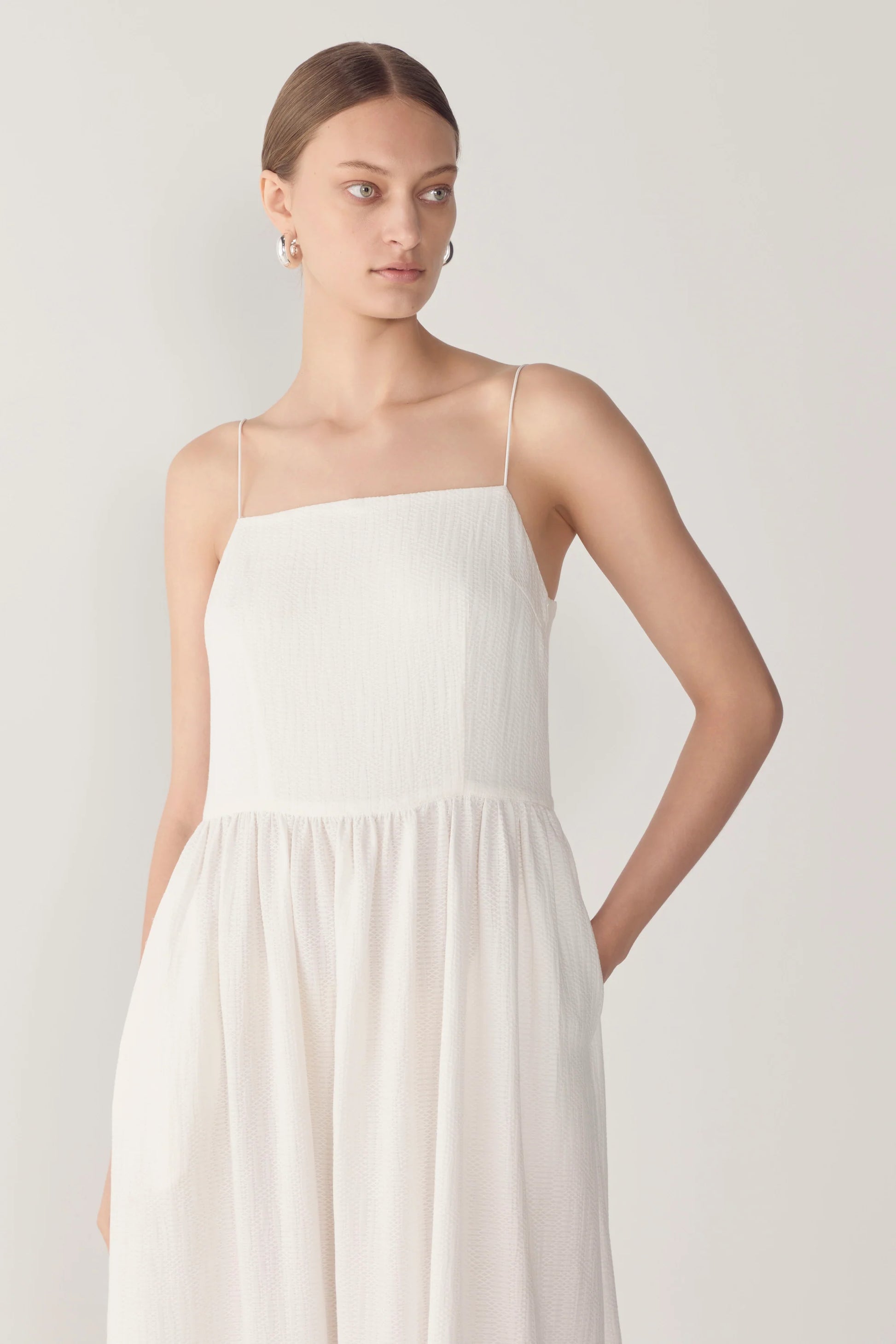 Foemina Ilka Dress - White Criss Cross Cotton