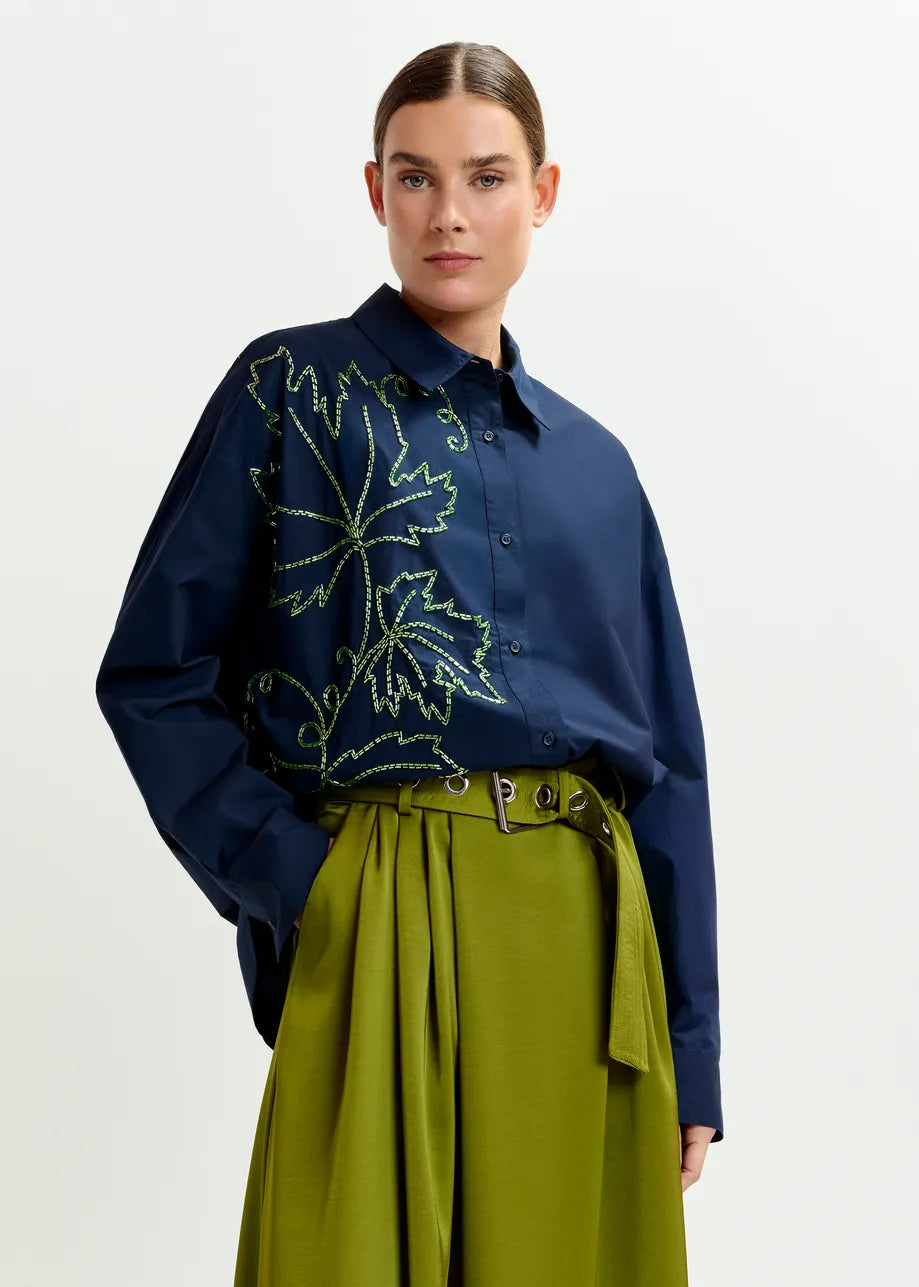 Essentiel Antwerp Navy Embellished Shirt - Navy