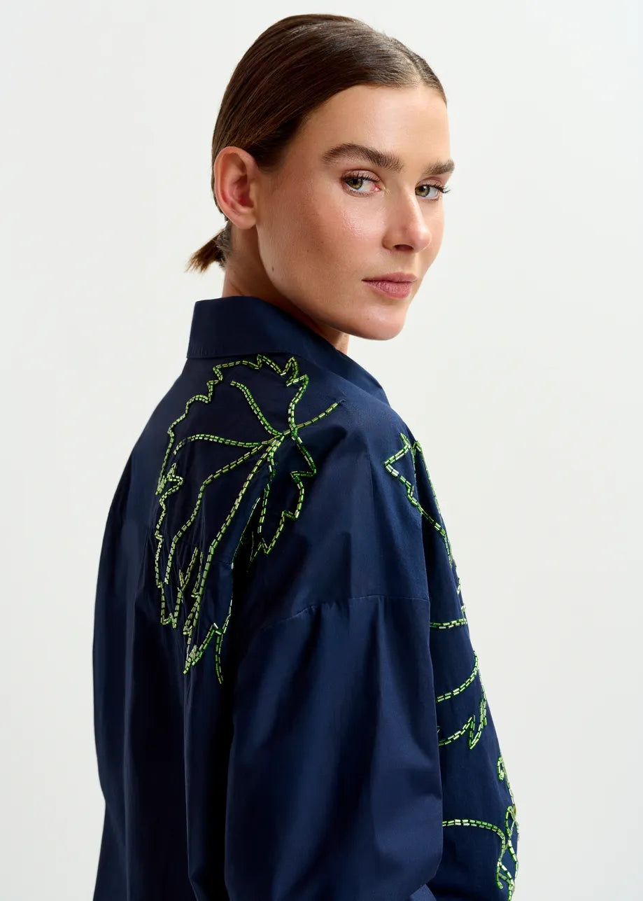 Essentiel Antwerp Navy Embellished Shirt - Navy
