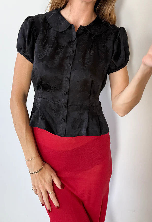 Ciao Lucia Yvonne Black Jacquard Top