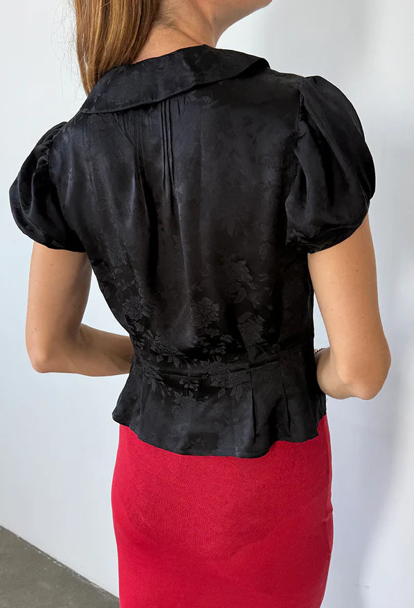 Ciao Lucia Yvonne Black Jacquard Top