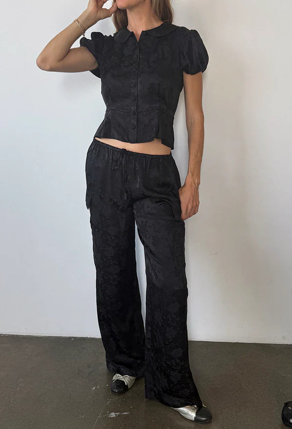 Ciao Lucia Yvonne Black Jacquard Top