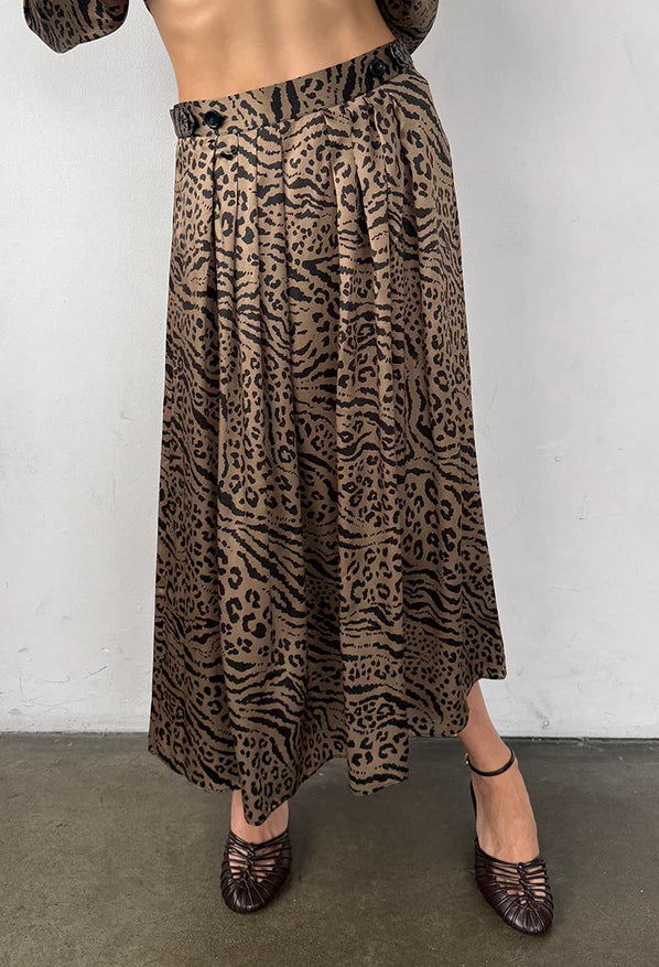 Ciao Lucia Colomba Skirt Leopard Print Silk Charmeuse