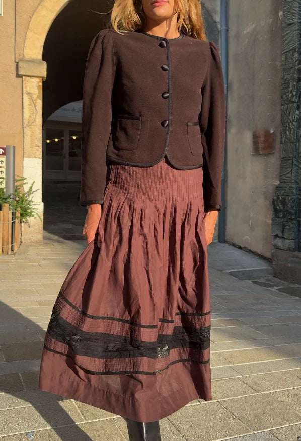 Ciao Lucia Enika Brun Cotton Voile Skirt