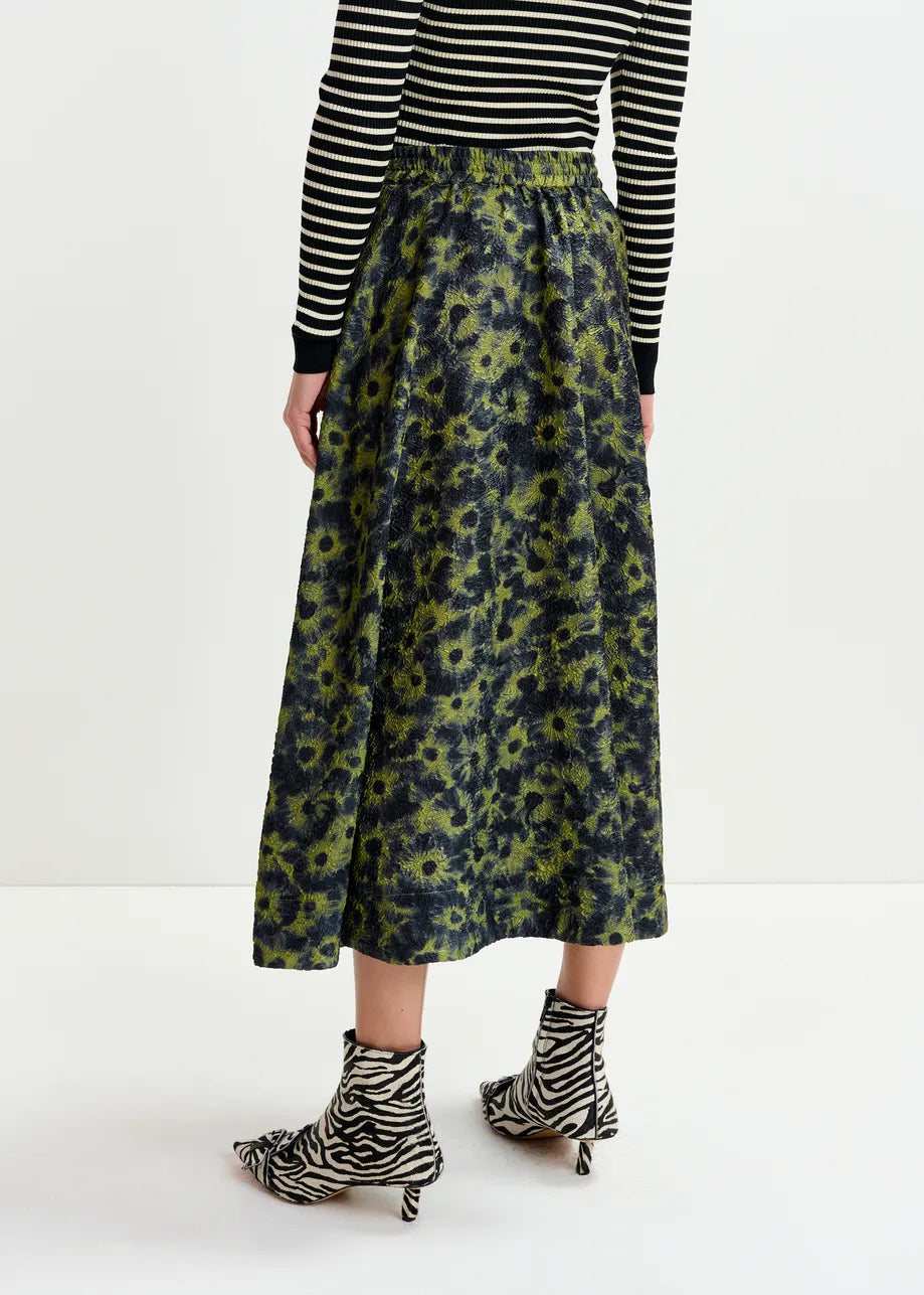 Essentiel Antwerp Isebel Jacquard Midi Skirt - Navy/Khaki