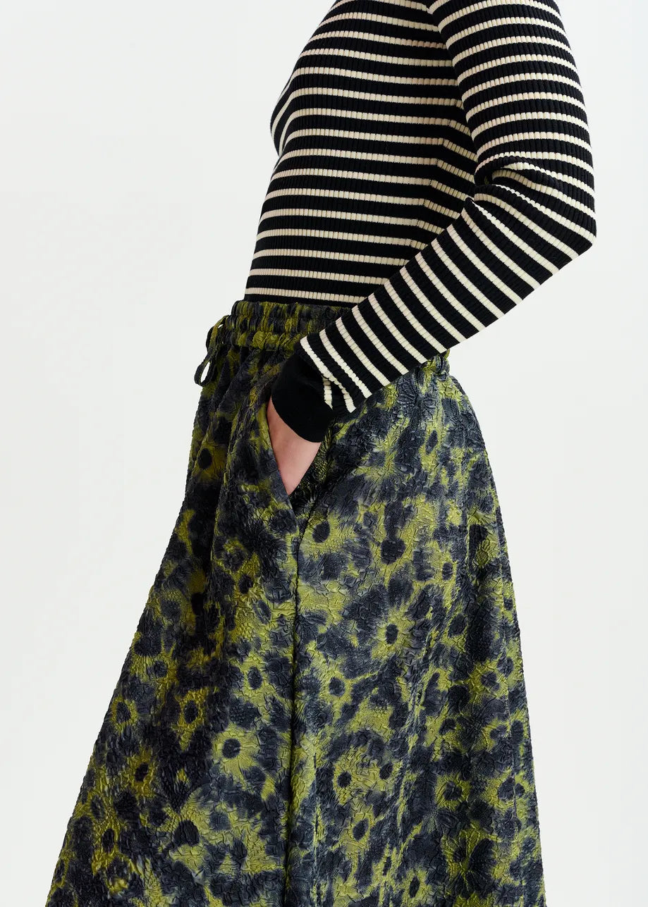 Essentiel Antwerp Isebel Jacquard Midi Skirt - Navy/Khaki