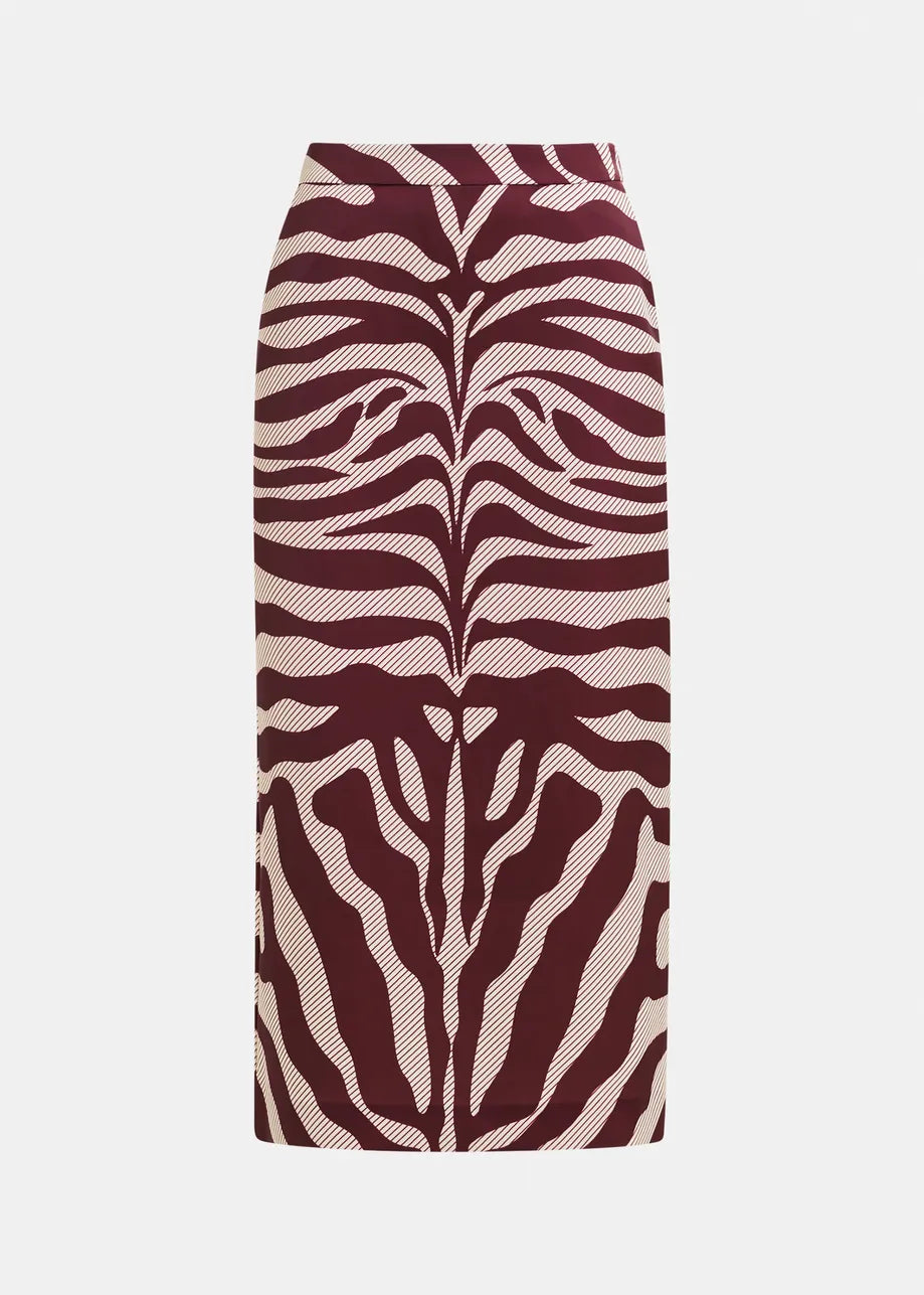 Essentiel Antwerp Mxi Skirt - Burgundy/Zebra Print