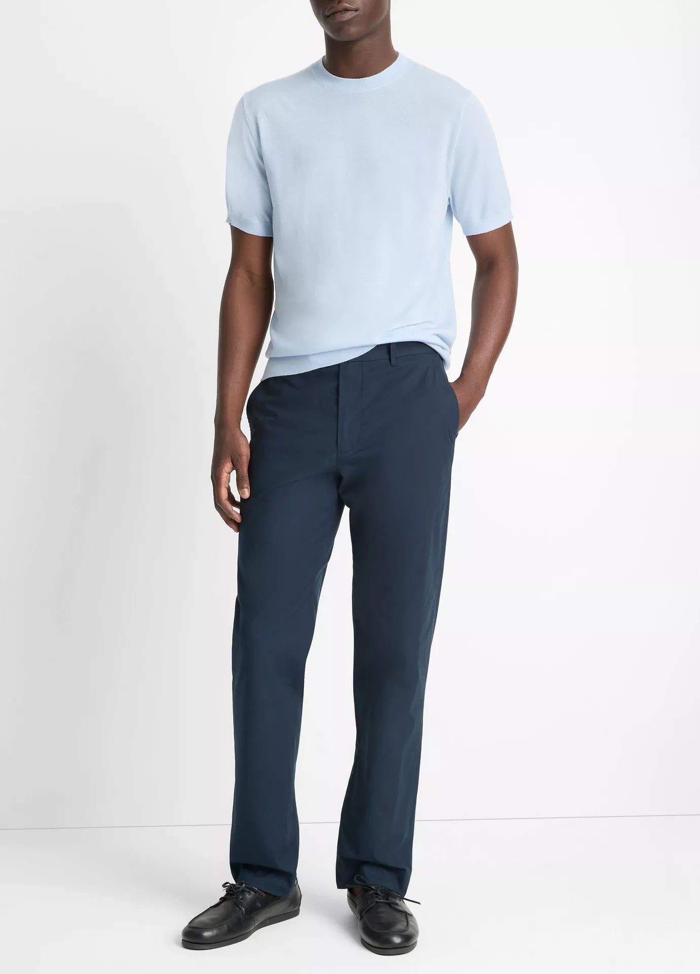 Vince Italian Cotton Extended-Tab Pant - Coastal