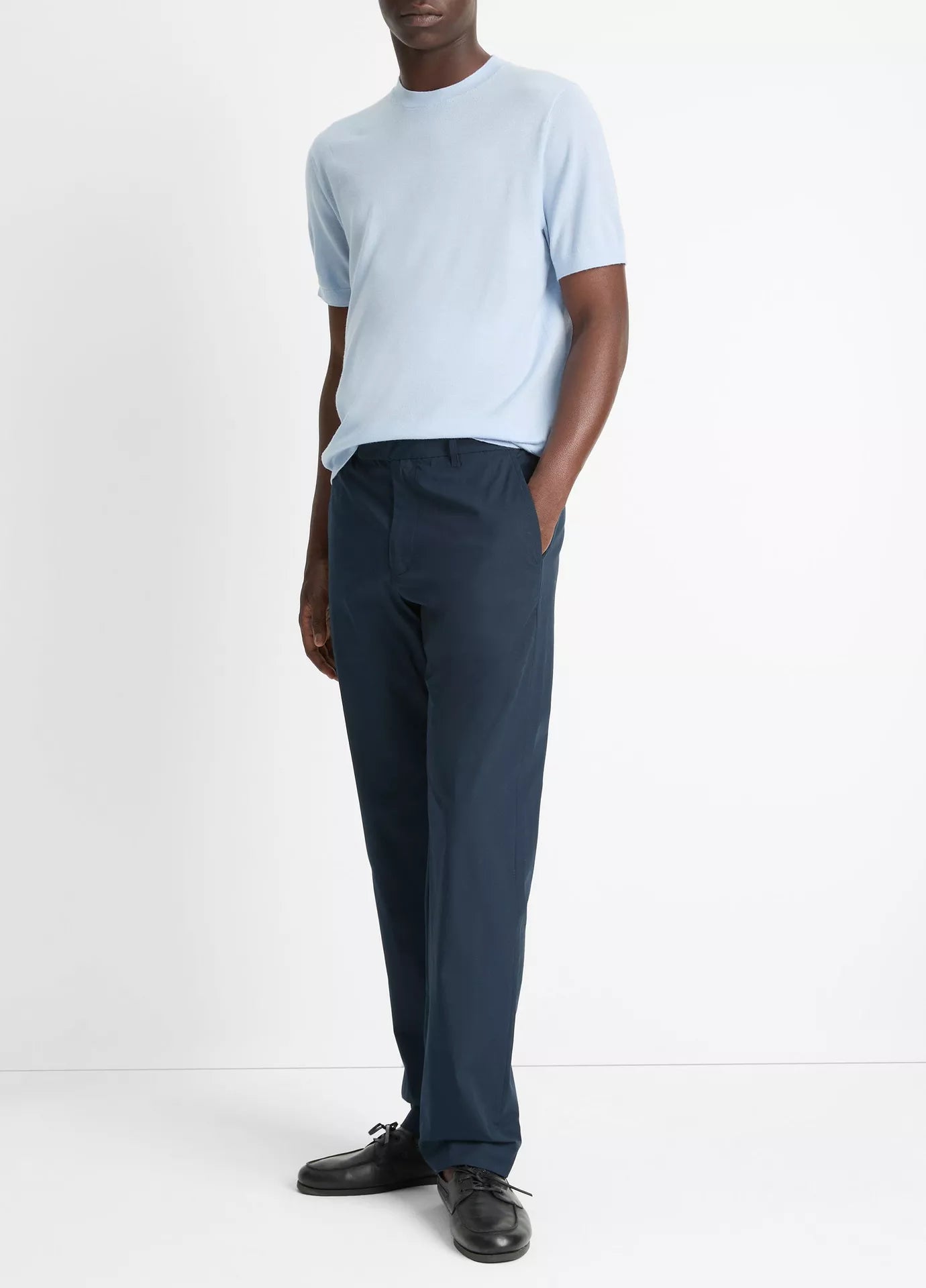 Vince Italian Cotton Extended-Tab Pant - Coastal