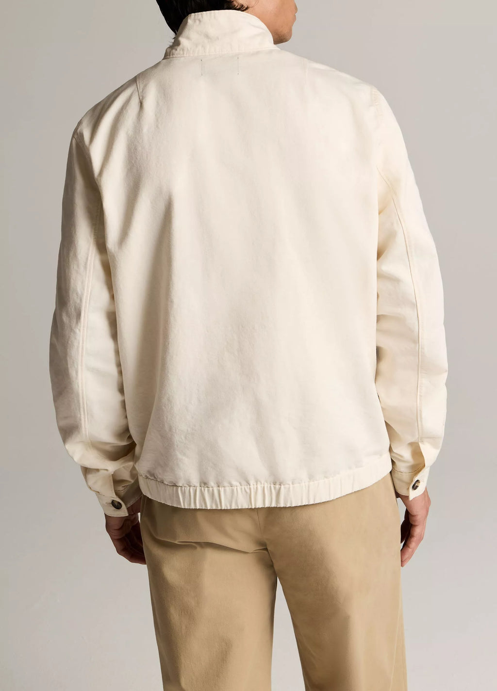 Vince Italian Band-Collar Bomber Jacket - Blanco