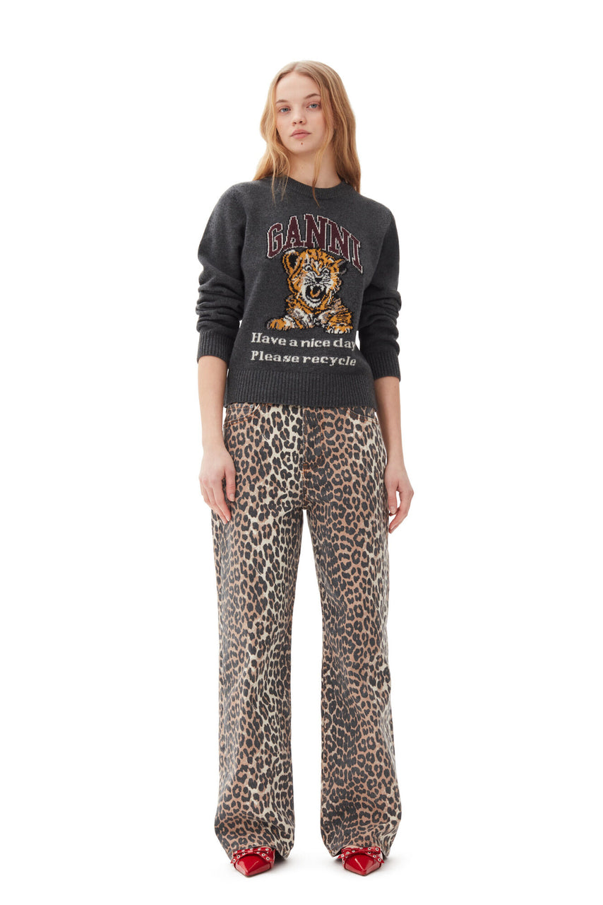 Ganni Print Denim Izey  - Leopard