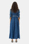 Ganni Dark Blue Denim Maxi Dress in Mid Blue Vintage