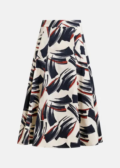 Essential Antwerp Off-white, black and brown a-line midi skirt