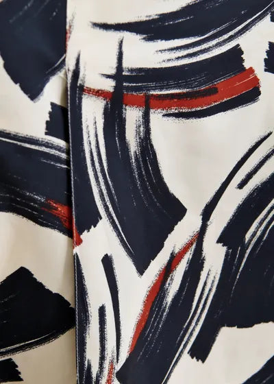 Essential Antwerp Off-white, black and brown a-line midi skirt