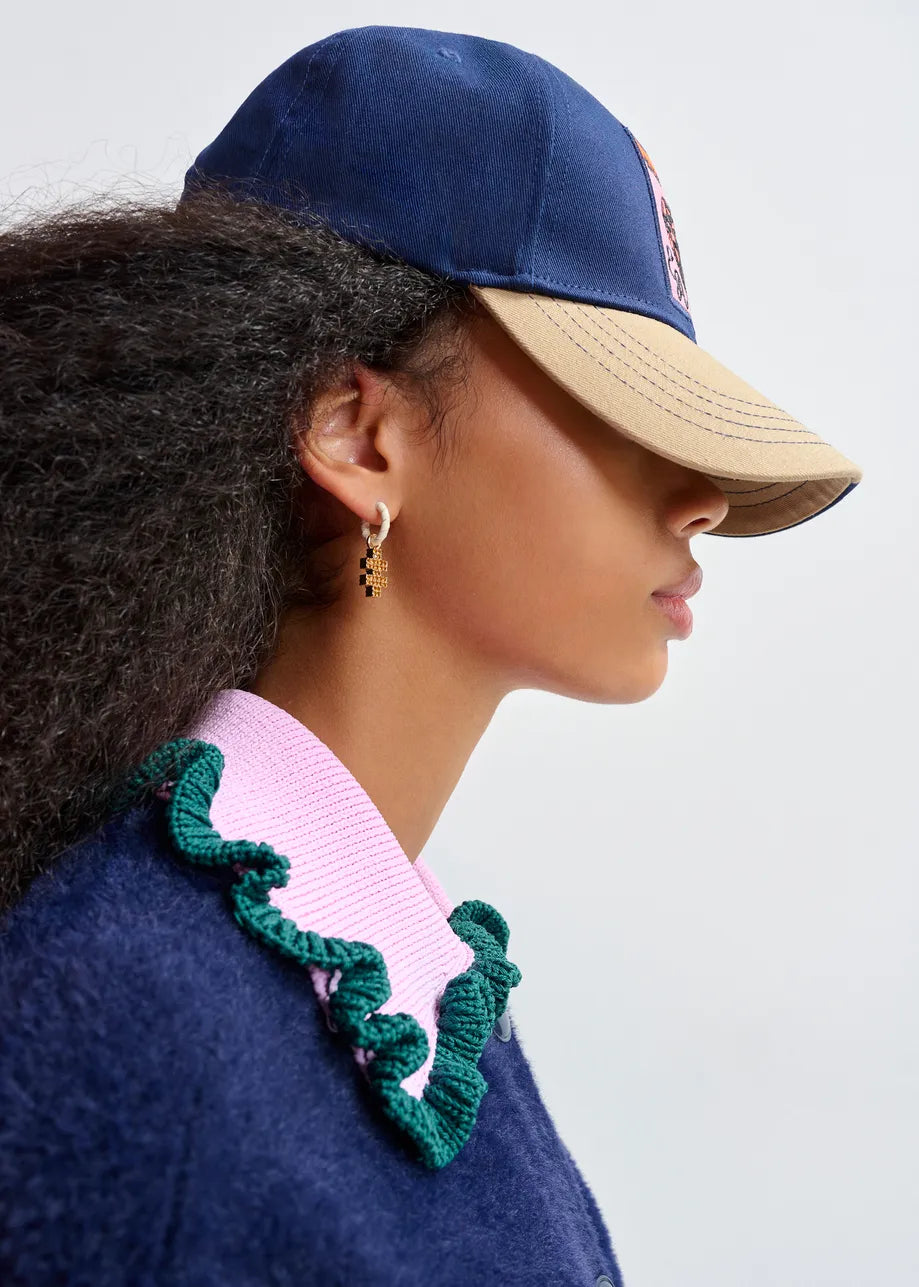 Essentiel Antwerp Navy Cardigan With Ruffle Color