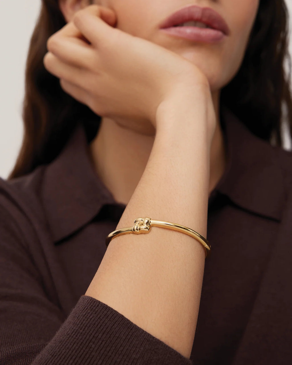 Jenny Bird Slim Woven Square Bangle - Gold