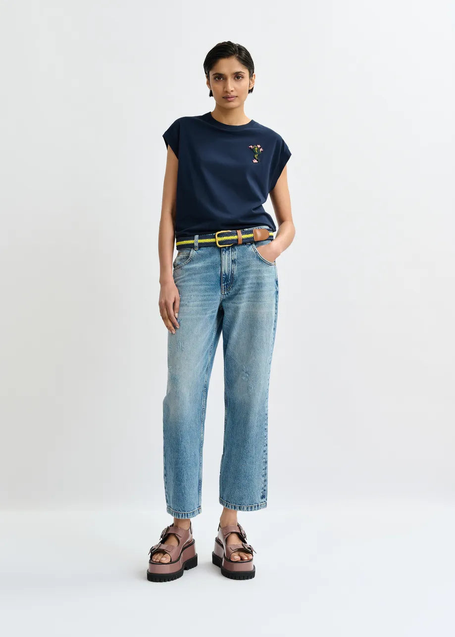 Essentiel Antwerp Jungala Beaded T-shirt - Navy
