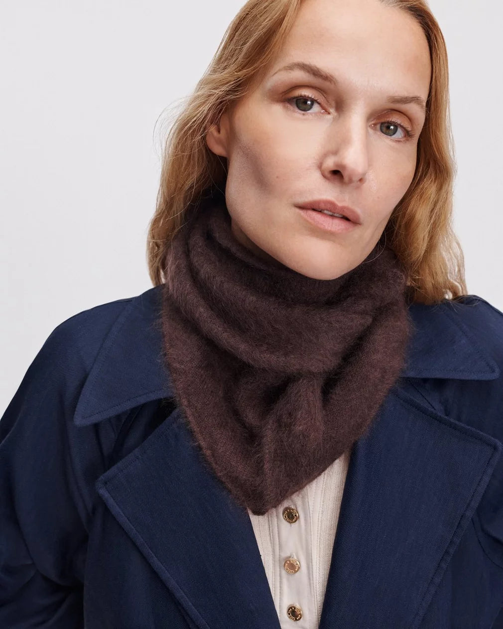 Rag & Bone Jada Brushed Cashmere Bandana Scarf - Dark Brown
