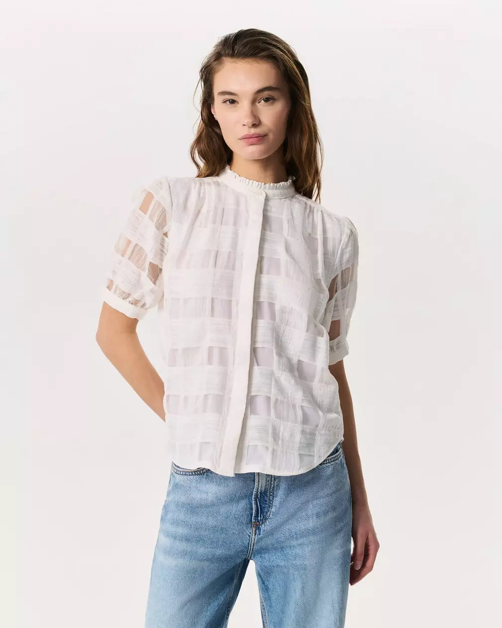 Rag & Bone Jordan Plaid Cotton-Blend Shirt - White