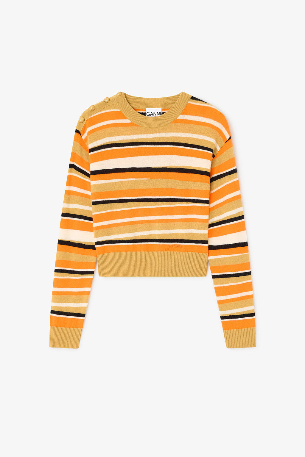 Ganni Striped Cashmere Sweater - Orange Tiger