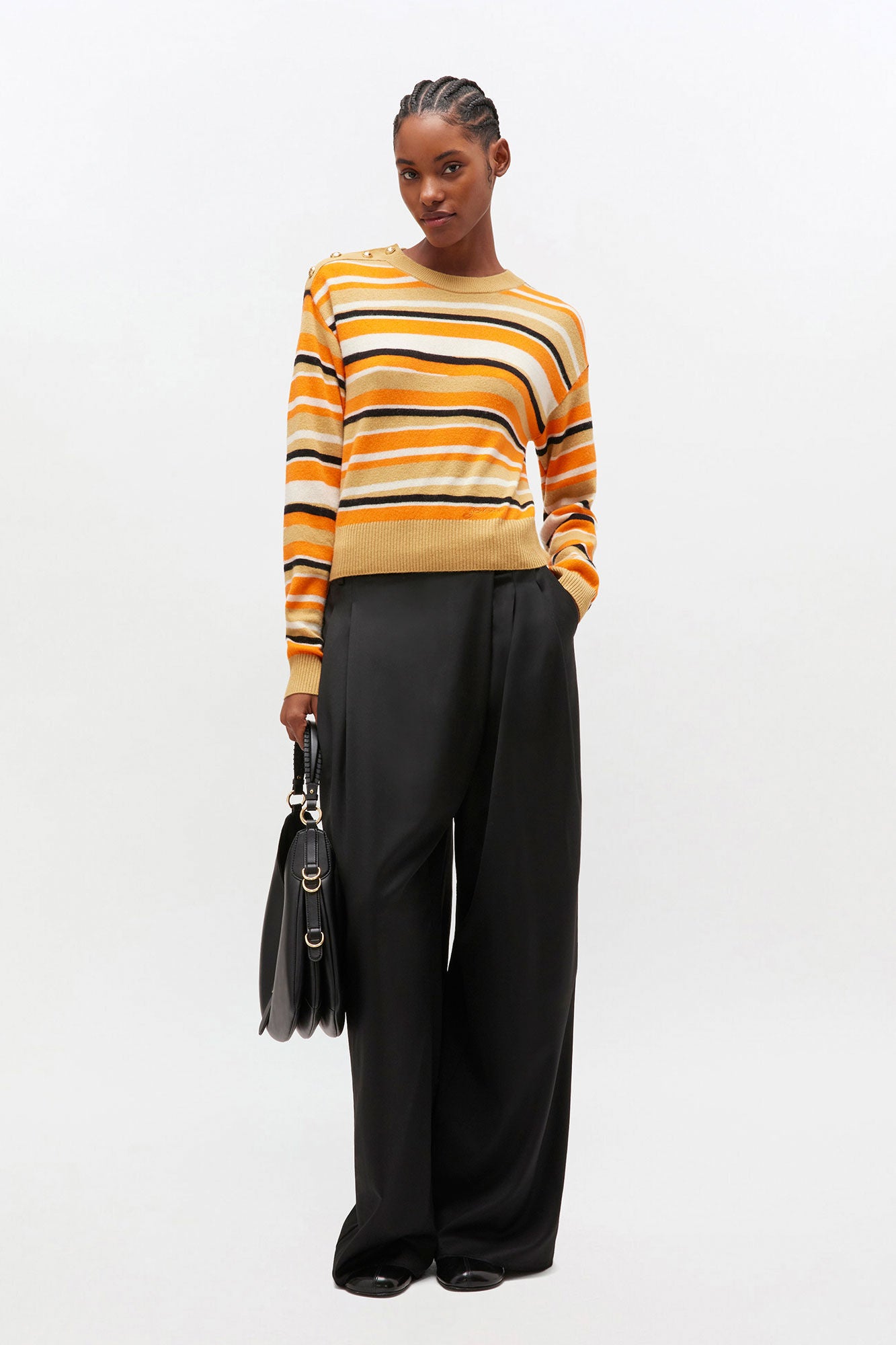 Ganni Striped Cashmere Sweater - Orange Tiger