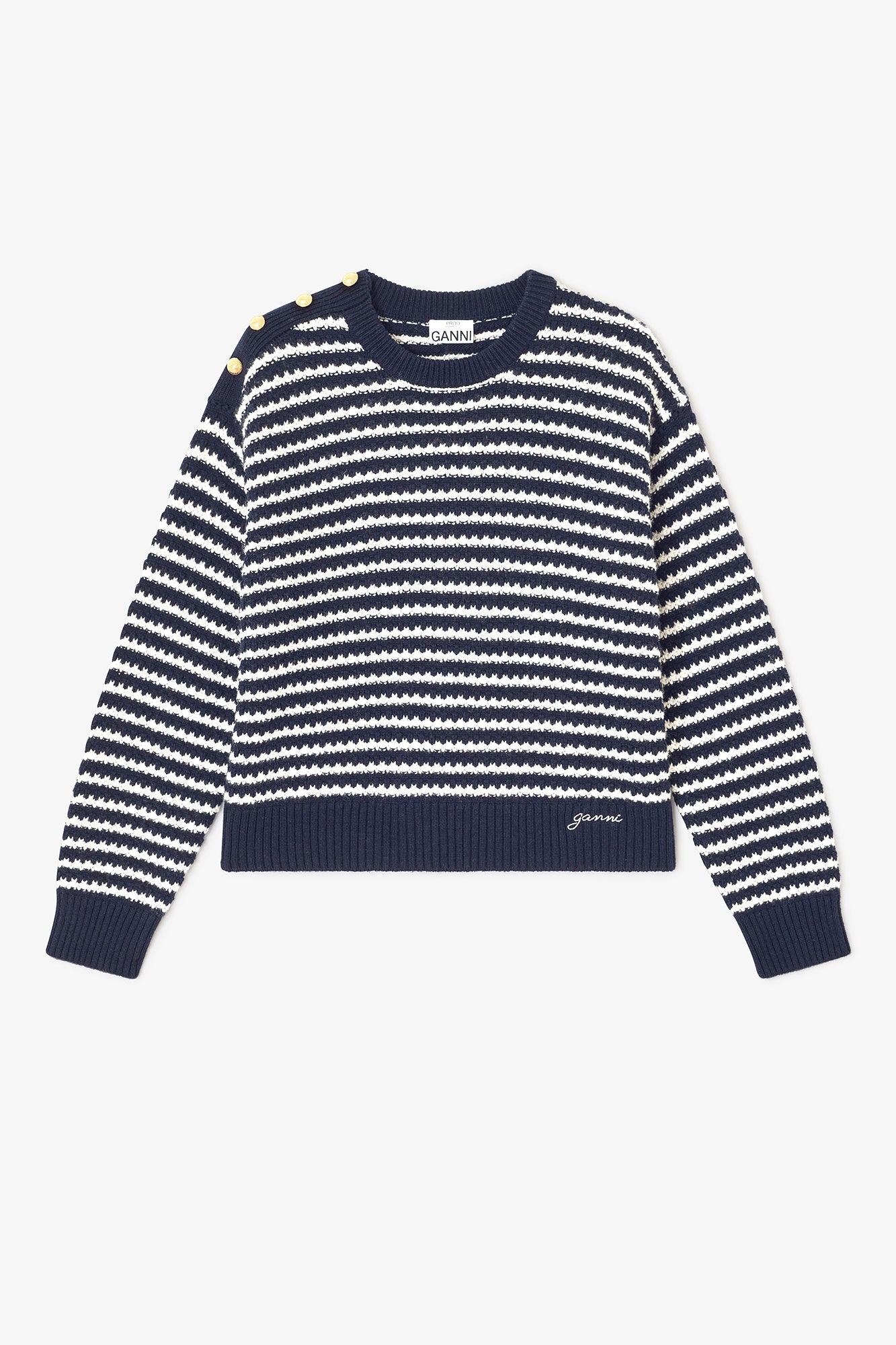 Ganni Striped Wool Sweater - Sky Captain
