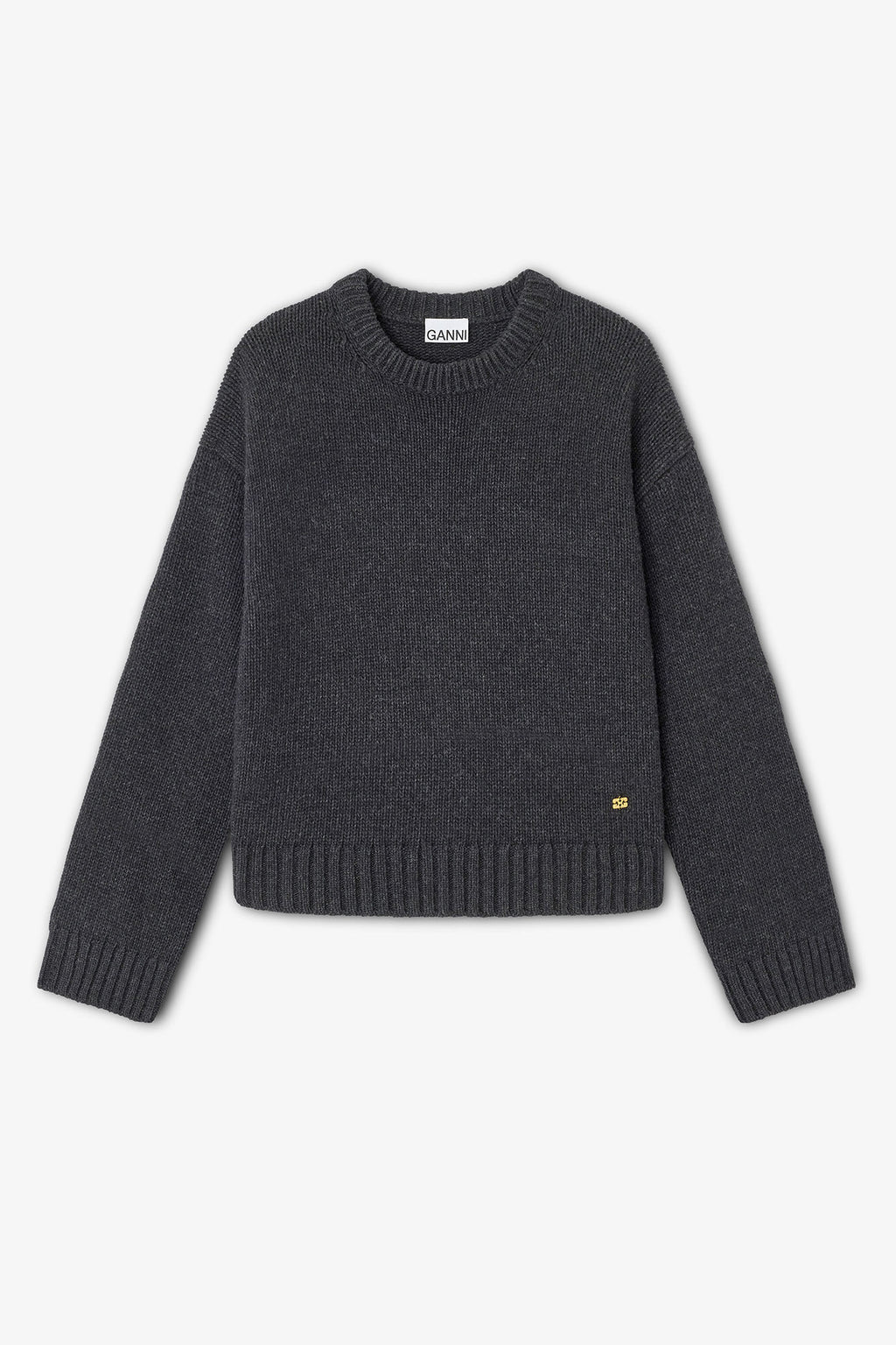 Ganni Dark Grey Wool Mix Sweater - Phantom