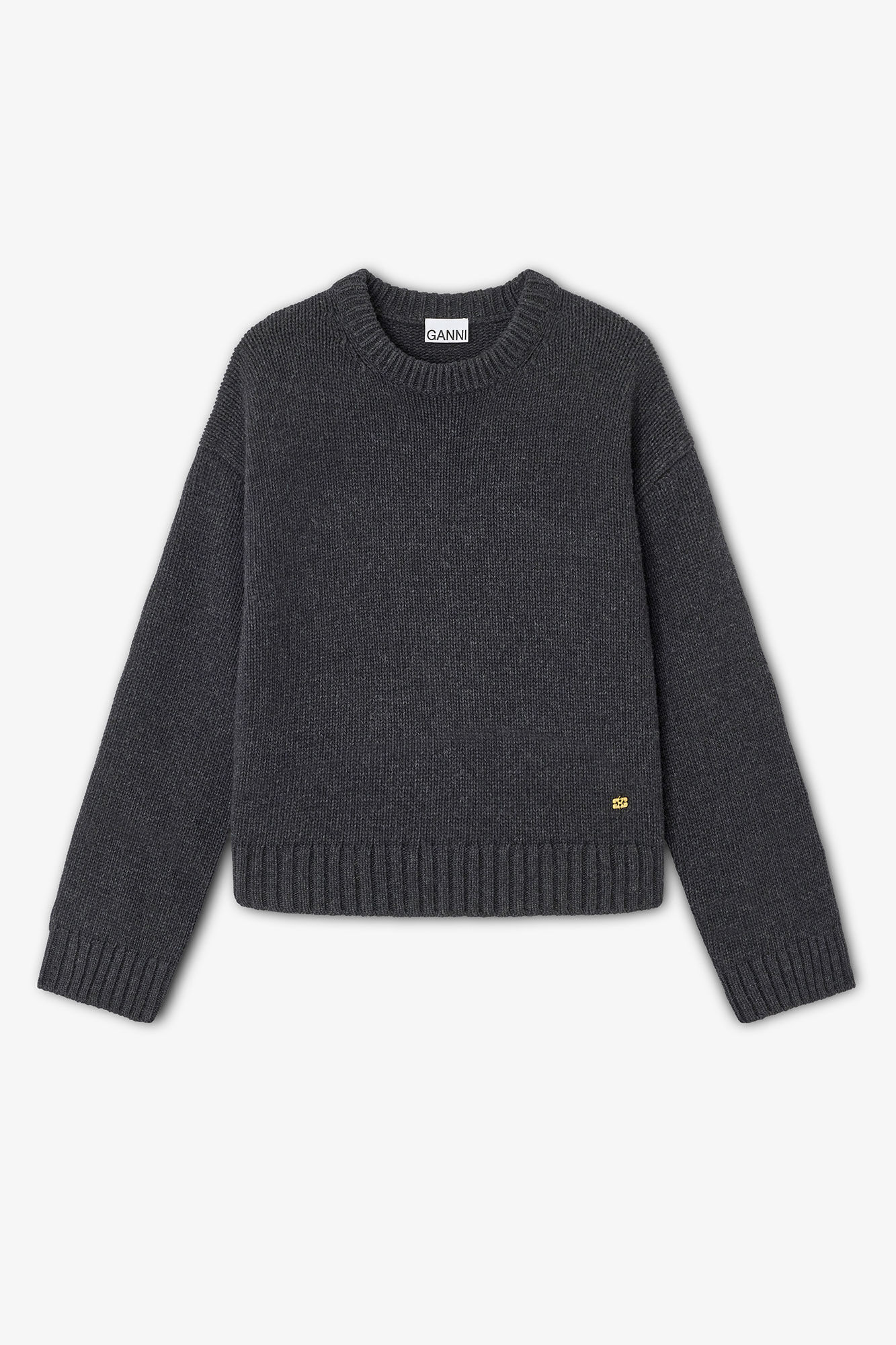 Ganni Dark Grey Wool Mix Sweater - Phantom