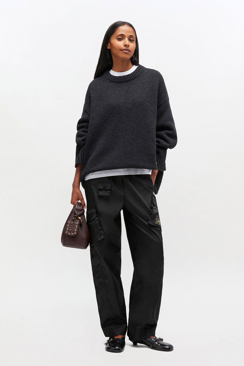 Ganni Dark Grey Wool Mix Sweater - Phantom