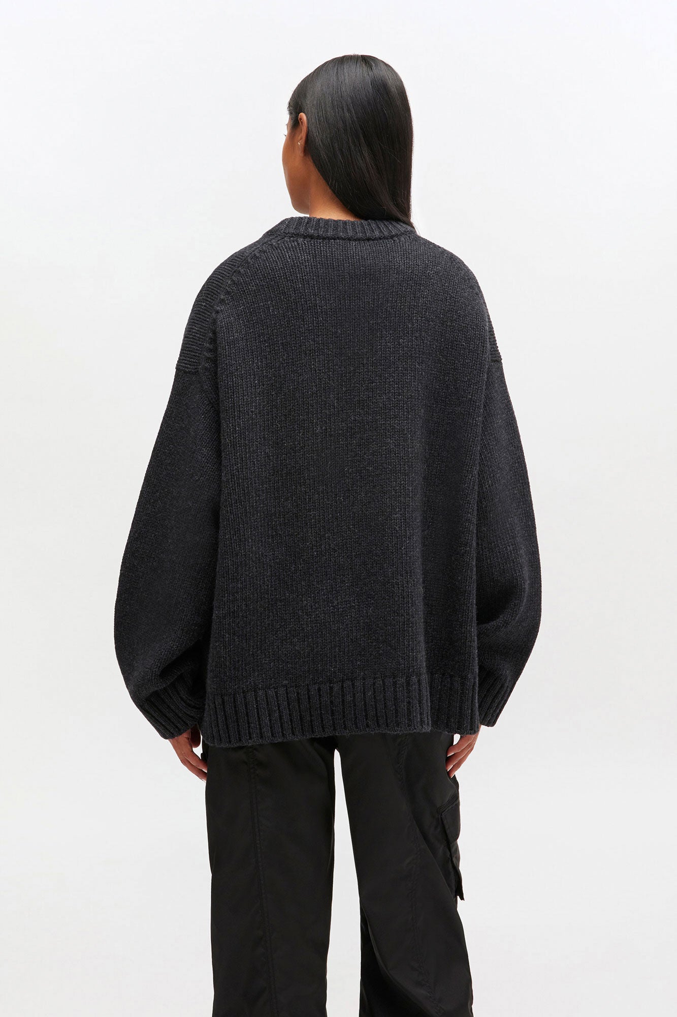 Ganni Dark Grey Wool Mix Sweater - Phantom