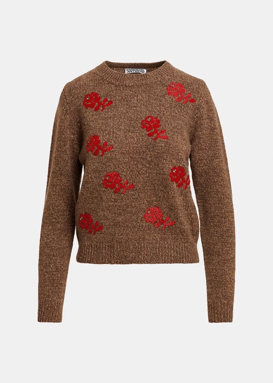 Essential Antwerp Korine Embroidered Sweater - Camel