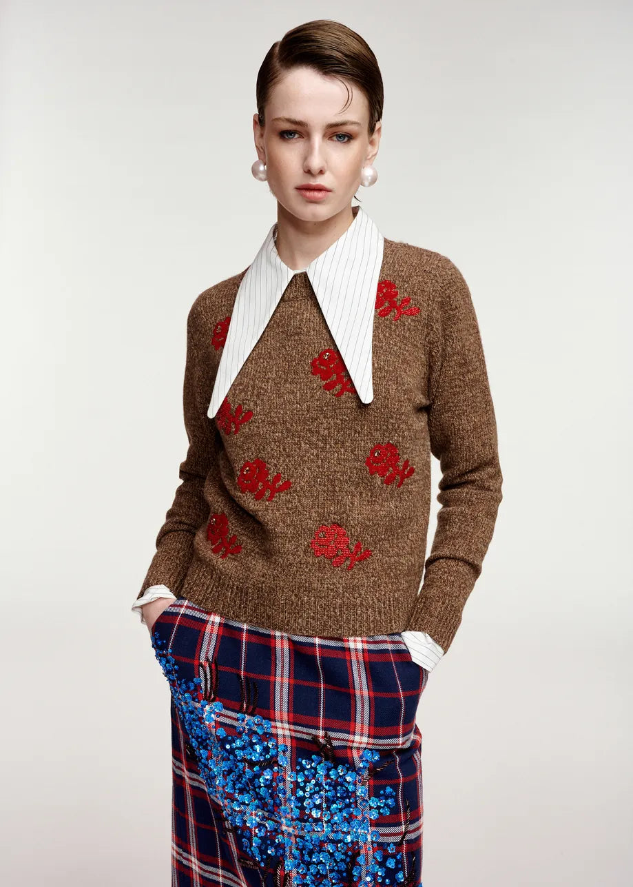 Essential Antwerp Korine Embroidered Sweater - Camel