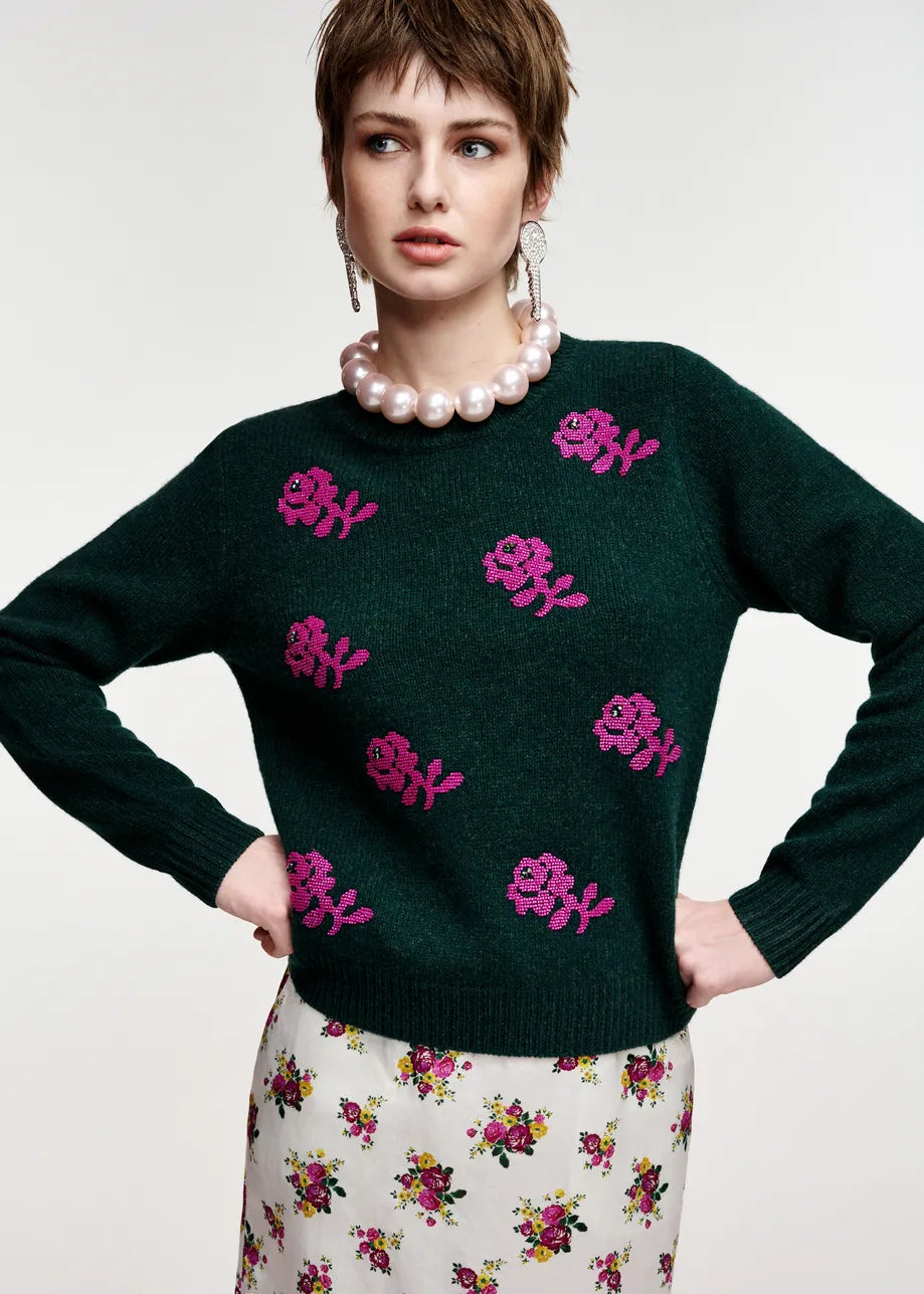Essential Antwerp Korine Embroidered Sweater - Forest