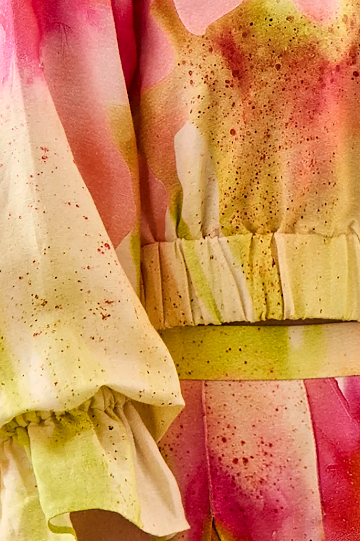 Hunter Bell Kirsten Top Elastic Waist Long Sleeve Tie-Dye Crop Top