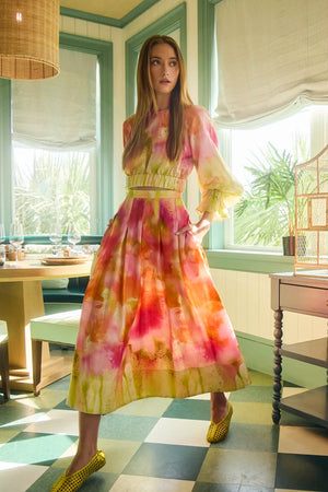 Hunter Bell Alexis Skirt Tie-Dye Pleated Midi Skirt