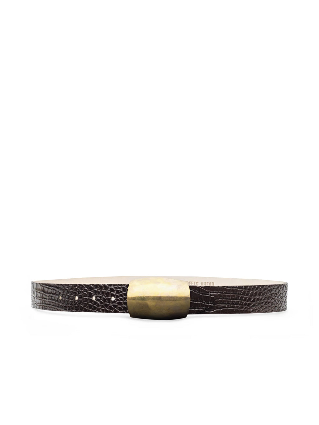 L'Agence Milou Belt Chocolate Croc Embossed