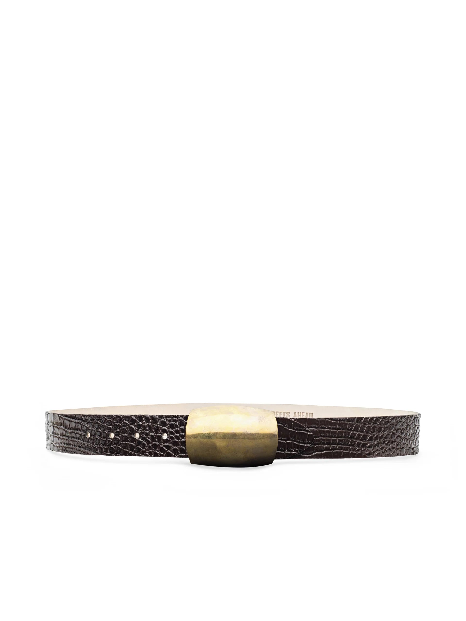 L'Agence Milou Belt Chocolate Croc Embossed