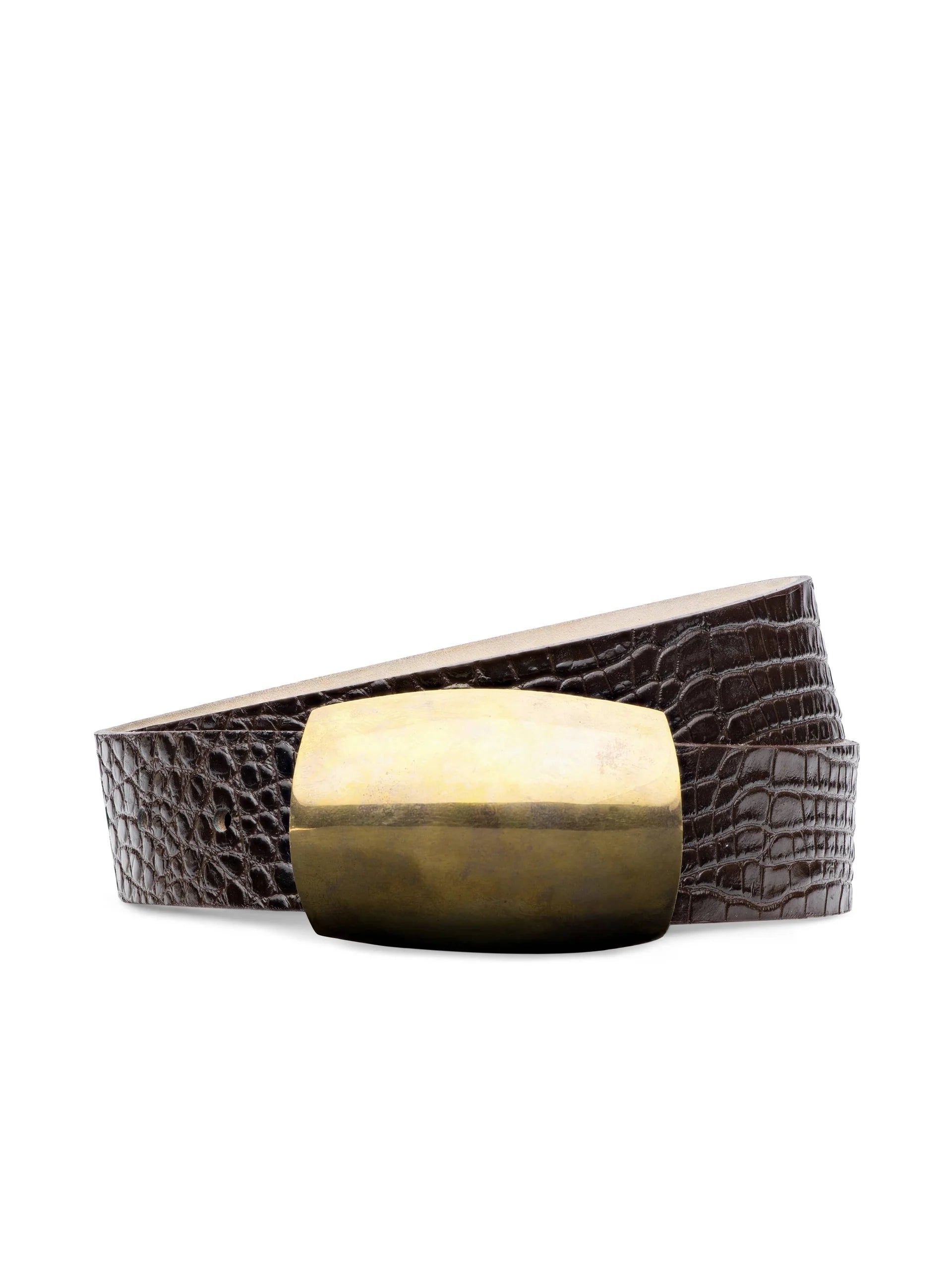 L'Agence Milou Belt Chocolate Croc Embossed