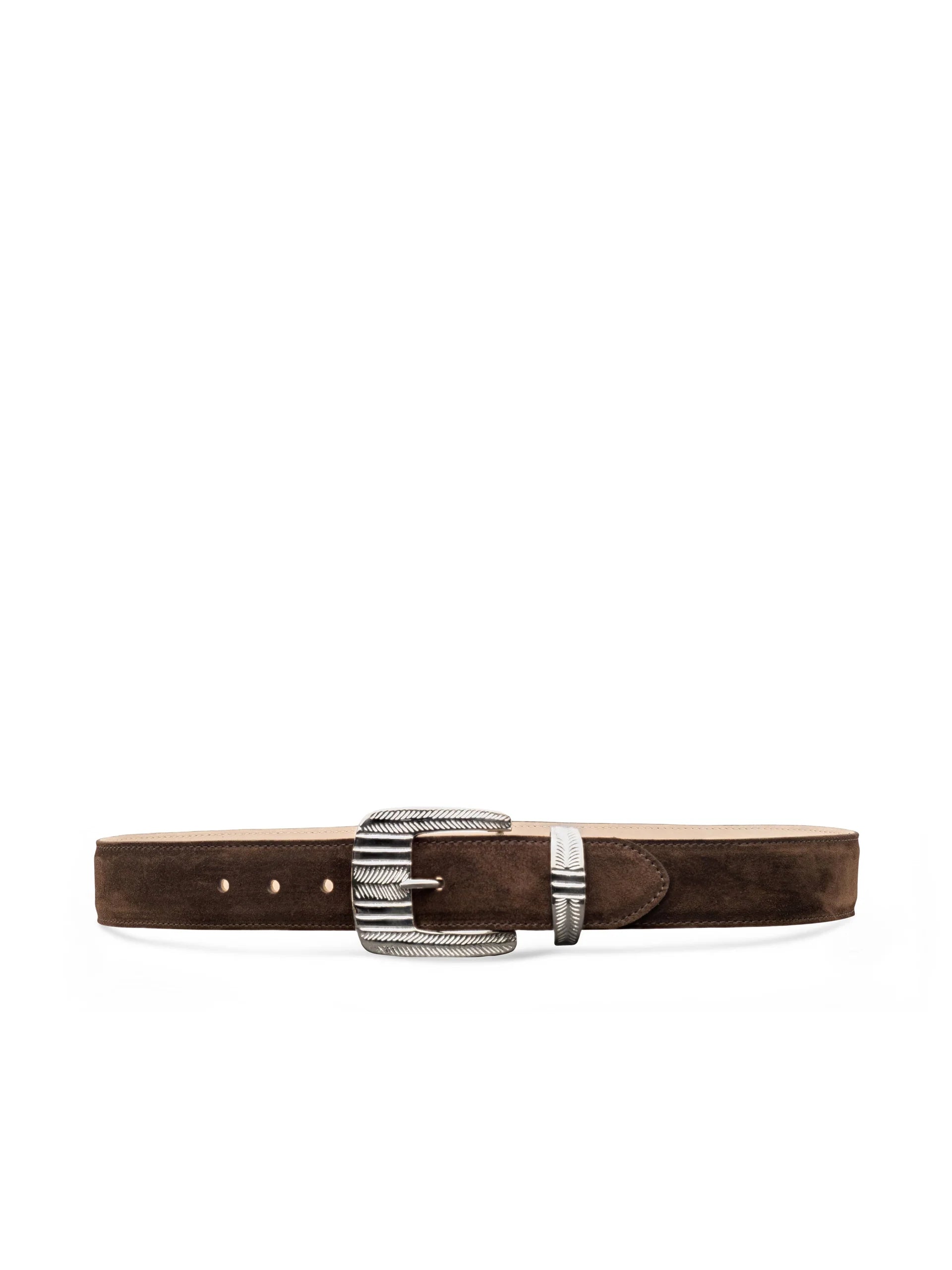 L'Agence Aya Suede Belt- Chocolate Brown