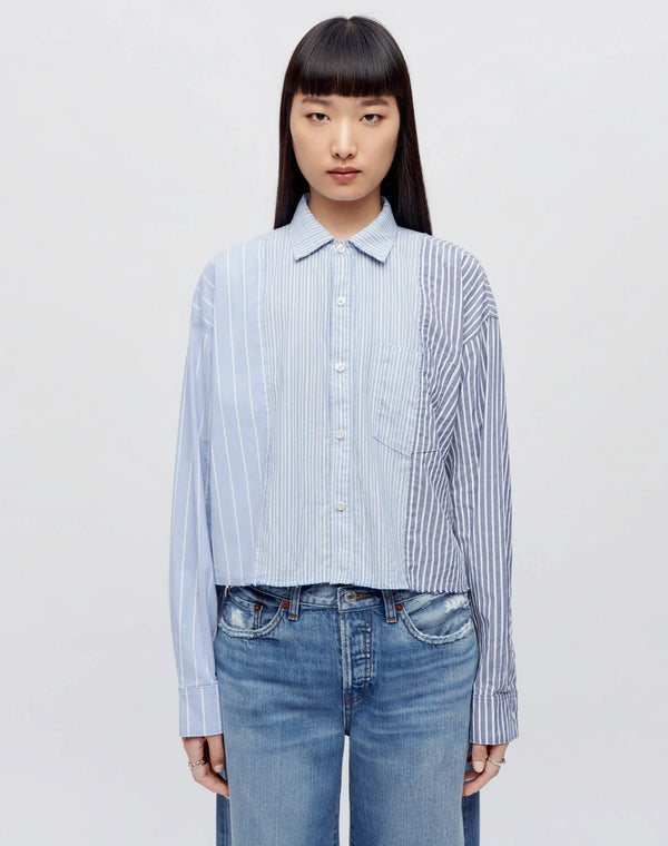 Re/Done Raw Oxford Shirt - Banker Stripe