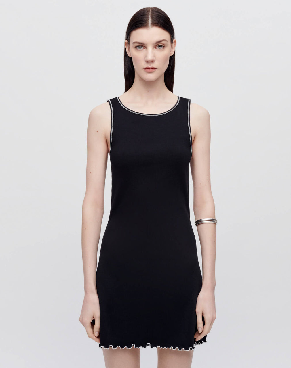 Re/Done Sporty Contrast Dress in Black