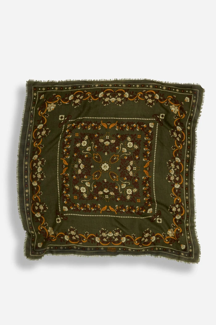Maison Lecomte Flament Secret Garden Golden Green Scarf