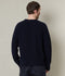 Merz b. Schwanen LOCC02 Men's Crew Pullover Ribbed, Merino Cashmere Blend, Classic Fit - Dark Navy