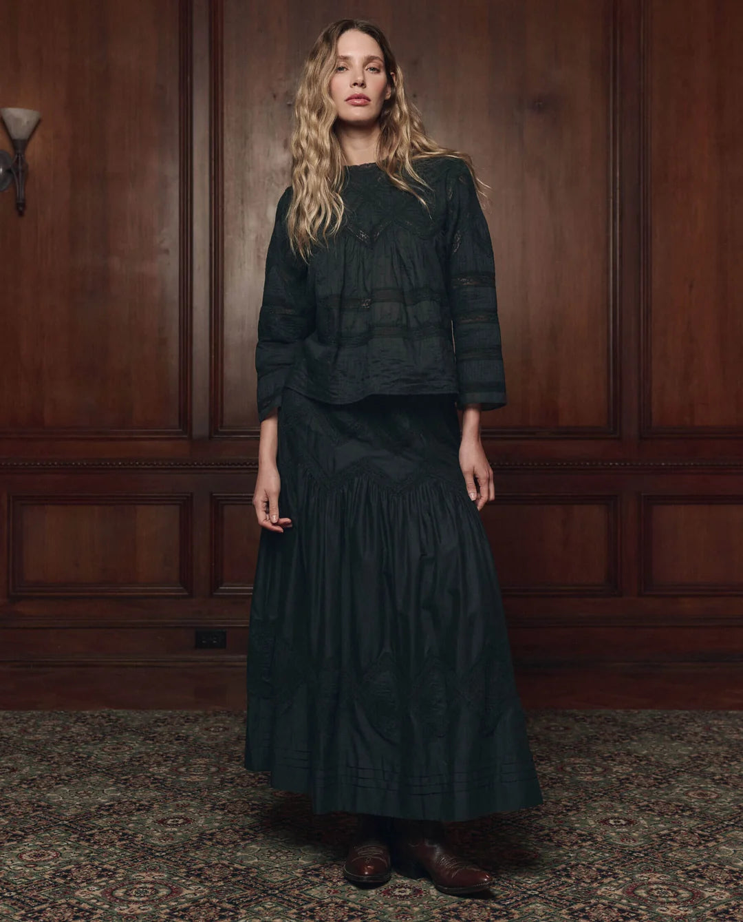 The Great Lattice Lace Victorian Skirt  - Black