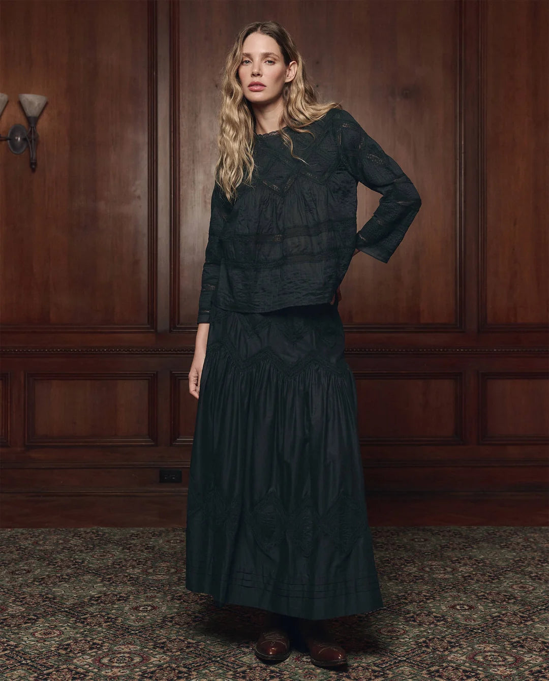 The Great Lattice Lace Victorian Skirt  - Black