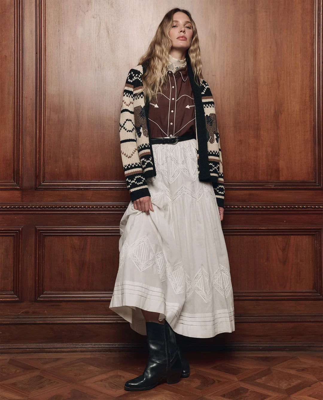 The Great Lattice Lace Victorian Skirt  - White